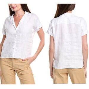 James Perse White Linen Short Sleeves Shirt Size 3 Or Large NWOT